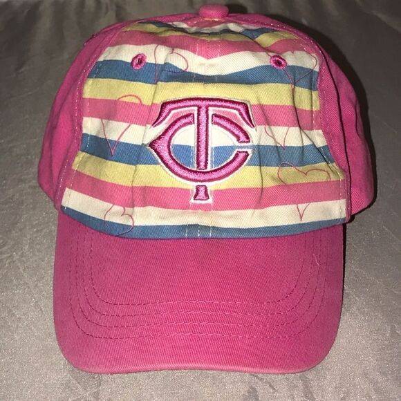Fan Favorite Kid's Minnesota Twins MLB Pink Striped Baseball Hat - Picture 3 of 13